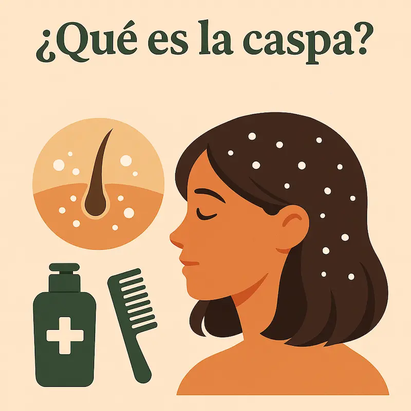 Ilustración sobre qué es la caspa, mitos comunes y cómo tratarla